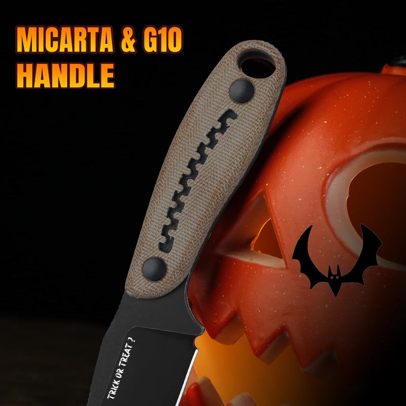 KIZER Hare Fixed Blade Knife, 3.14" Nitro V Blade Halloween EDC Hunting Knife with Brown Micarta and Black G10 Handle, Small Camping Knives with Kydex Sheath, Survival Knives for Men Women, 1077HW1 - Image 4